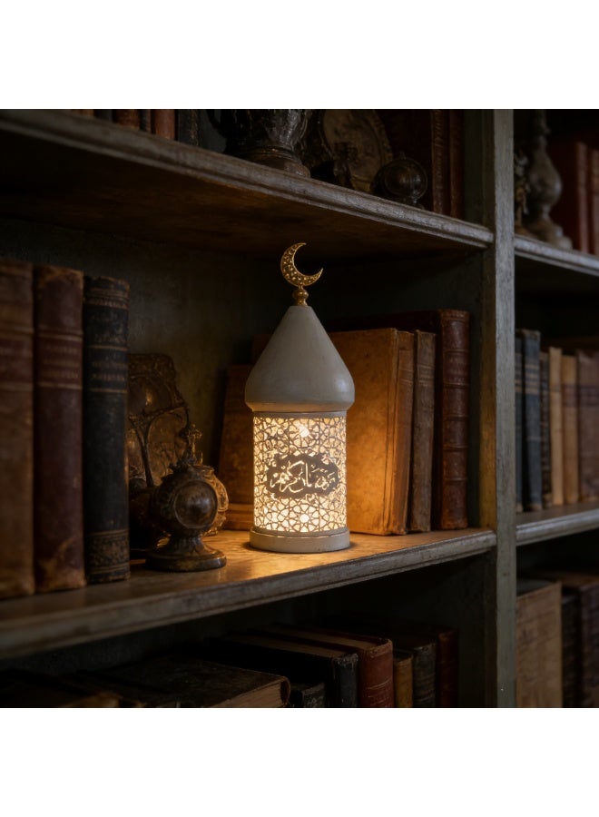 Decorative Ramadan Lantern Candle Holder with Crescent Top, Hollow-Carved Pattern Table Centerpiece, Ambient Light for Home Decor, Festival & Party Use（FD778-L) - Image 4